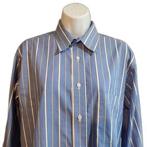 Stafford Executive Pinpoint Oxford Blue Pinstripe Long Sleeve Button Down, 15/34